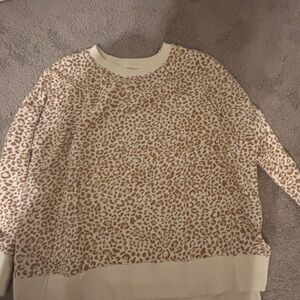 Time and Tru Women's Leopard Print Sweater - Cream and Brown